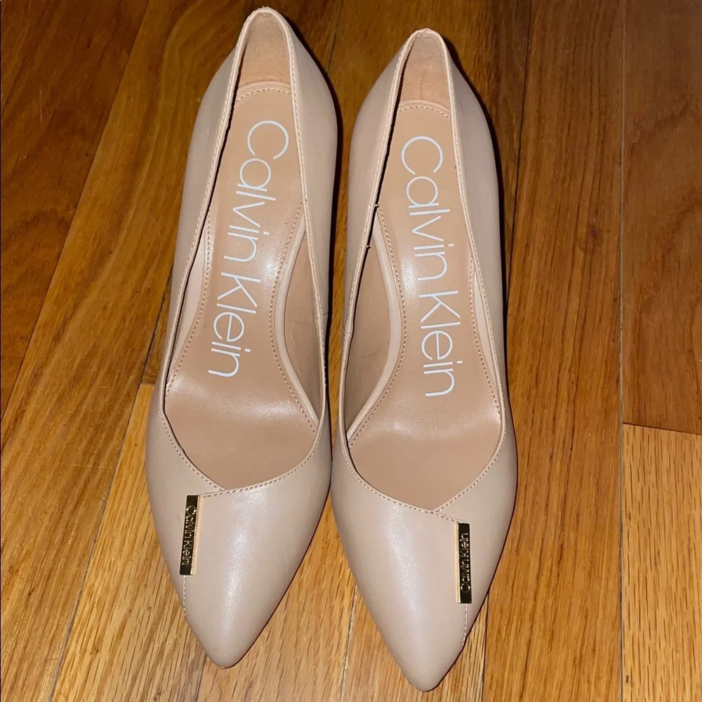 Anthropologie Calvin Klein Nude Heels. Gayle or Brady. ‎ Size 8.  Leather.